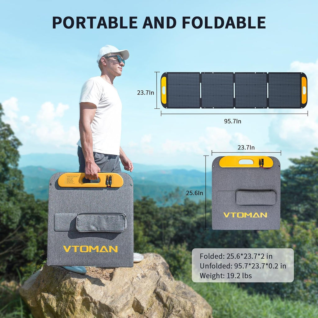 VTOMAN 939Wh Portable Power Station Bundle with Extra Battery & 200W Solar Panel Included - Up to 1200W Solar Power Generator for Home Backup, Off-grid, Road Trip, RV, Camping, Fishing, Emergencies