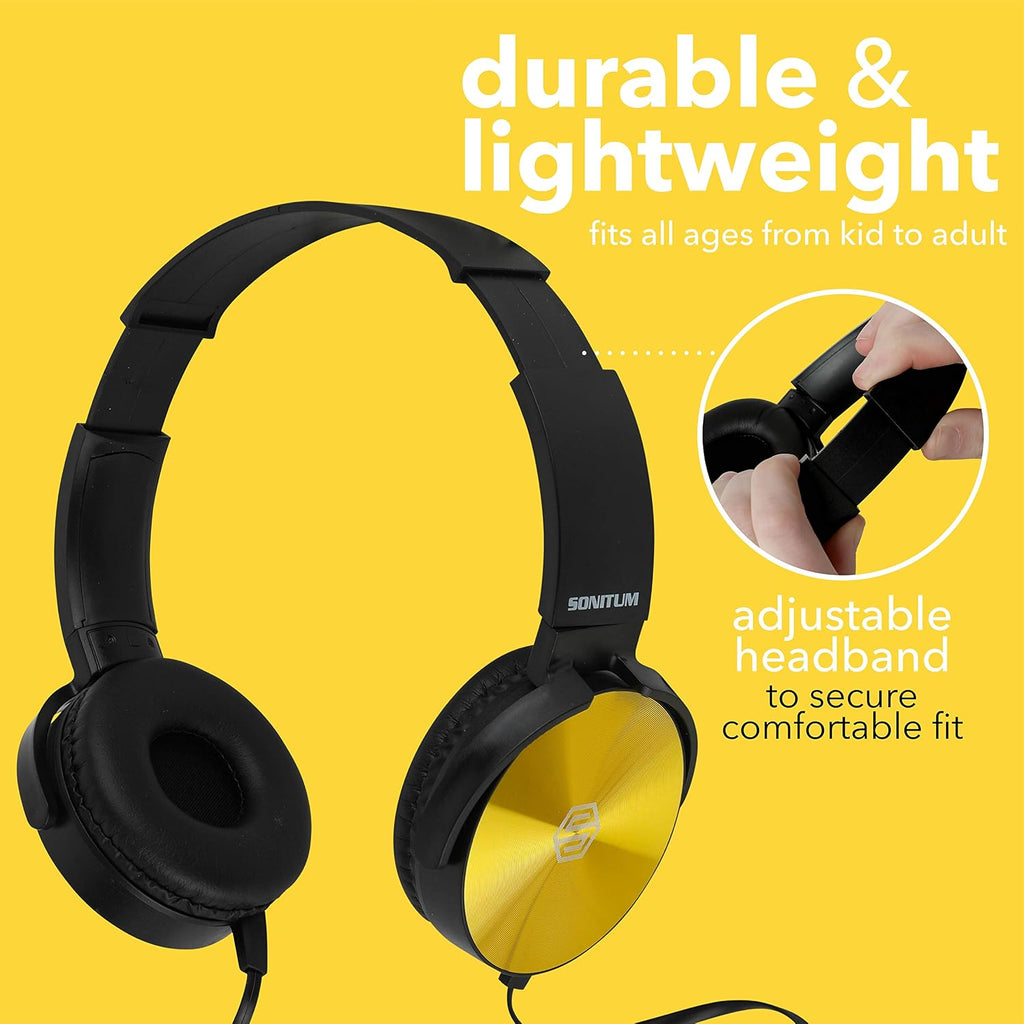 Classroom Headphones-Bulk 25-Pack, with Microphone Student On Ear Comfy Swivel Earphones for Library, School, Airplane, Kids-for Online Learning and Travel, HQ Stereo Sound 3.5mm Jack (Black Set)