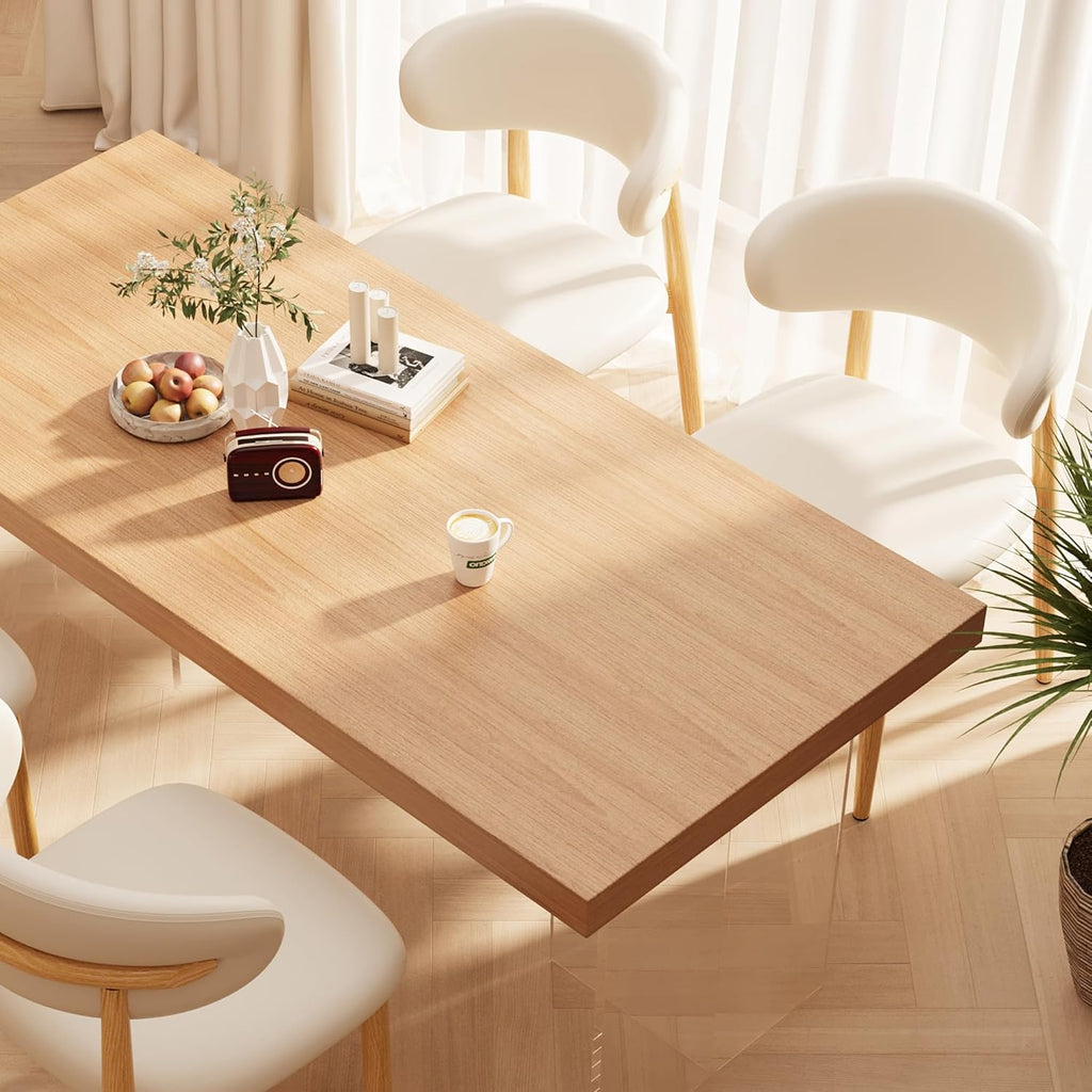 Kitchen Dining Chairs Set of 6 Modern Leather Farmhouse Dining Room Chairs, Beige