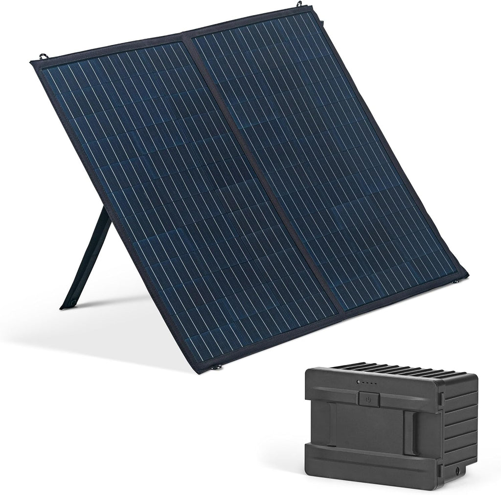 NewAir Solar Generator Kit with 100W Solar Panel and 173W Removeable/Rechargeable Lithium Battery