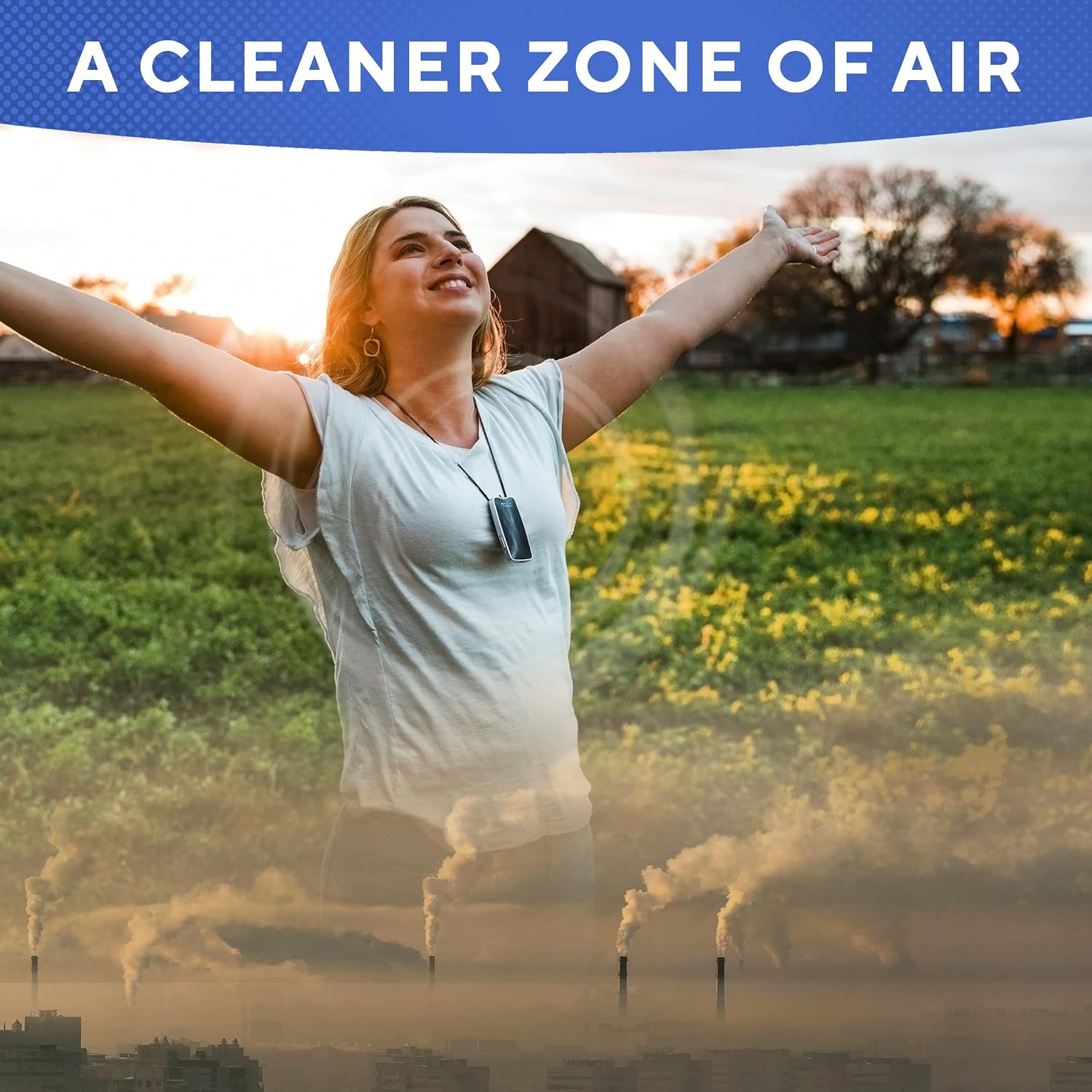 Personal Air Purifier Wearable Necklace - Portable Ionizer for Travel, Office & Pollution Protection – Silent, Filterless, USB Rechargeable Air Cleaner