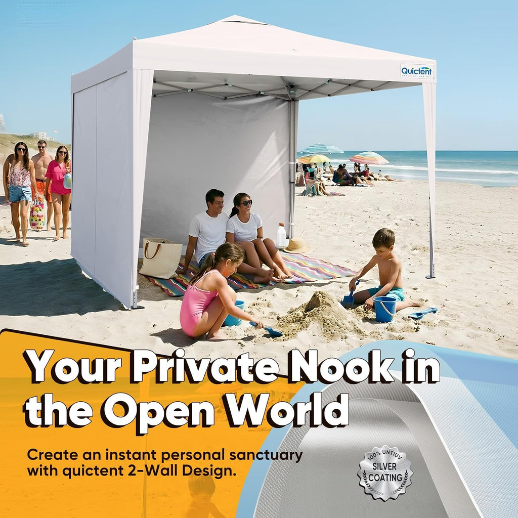 Quictent 10x10 Pop Up Canopy Tent with 2 Sidewalls, Instant Setup Gazebo for 1 Person, Portable & Compact, Waterproof & UV Protection, Ideal for Camping, Beach, Parties, and Outdoor Events