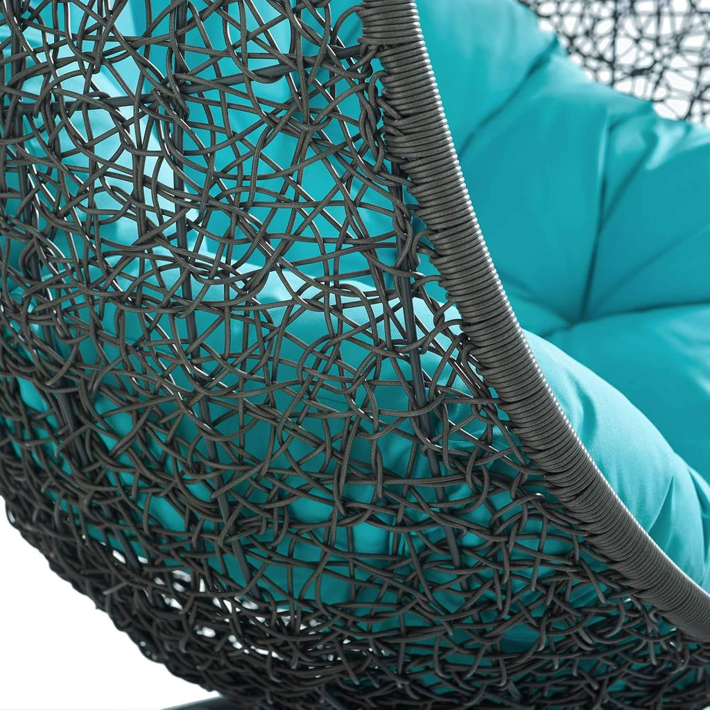 LexMod EEI-2273-GRY-TRQ Hide Outdoor Patio Swing Chair, Gray Turquoise