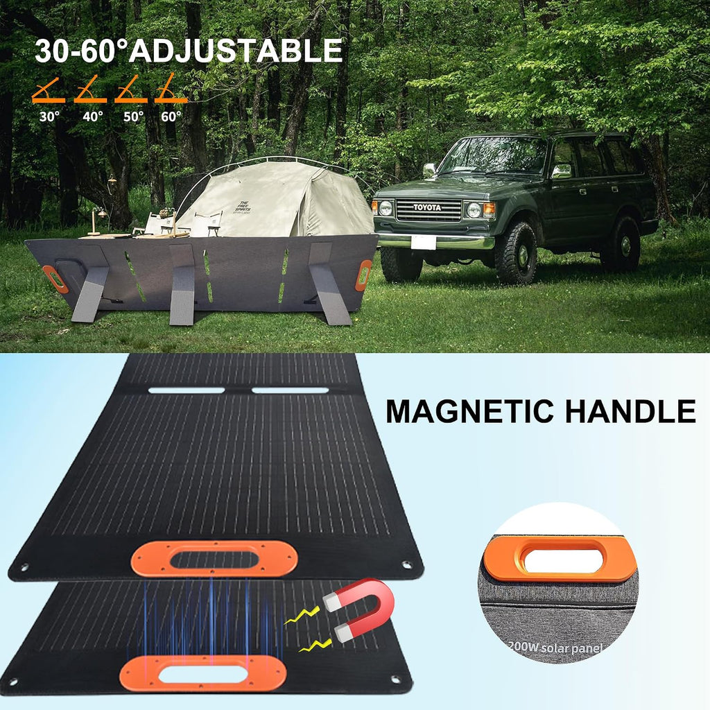 200 Watt Solar Panel,200W Solar Panel,for Power Station Generator,Charger with MC4 Output,3-in-1 DC Connector,23.5% High Efficiency for Outdoor Camping RV Travel(200W)