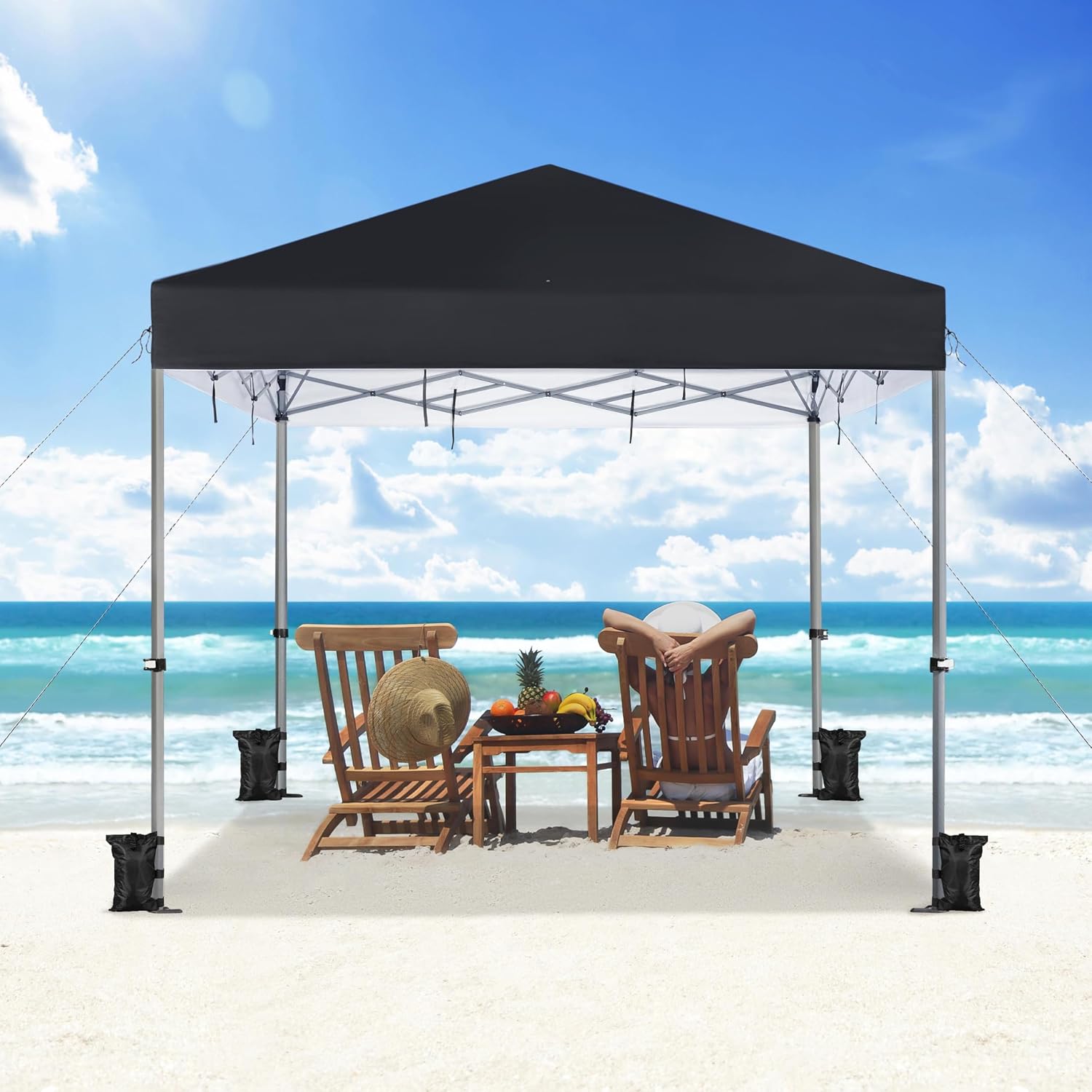 Yaheetech 12x12 Pop Up Canopy Easy Set-up Tent, Portable Outdoor Canopy Instant Tent, Commercial Gazebo with Wheeled Carry Bag & 4 Sandbags for Home, Party & Outdoor Activities, Black