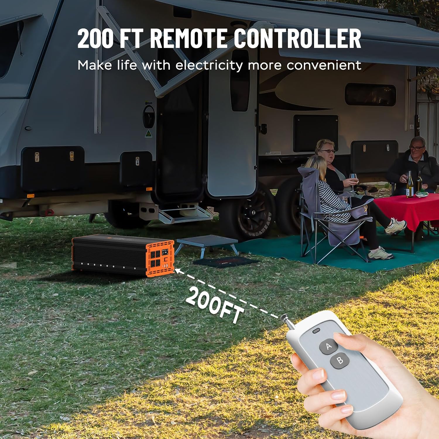 4000 Watt Power Inverter 12V DC to 110V/120V AC Converter Peak Power 8000W Car Inverter with LCD Display 4 AC Outlets, 2 USB & Type-C Port for RV,Truck,Off-Grid Solar System with Remote Controller