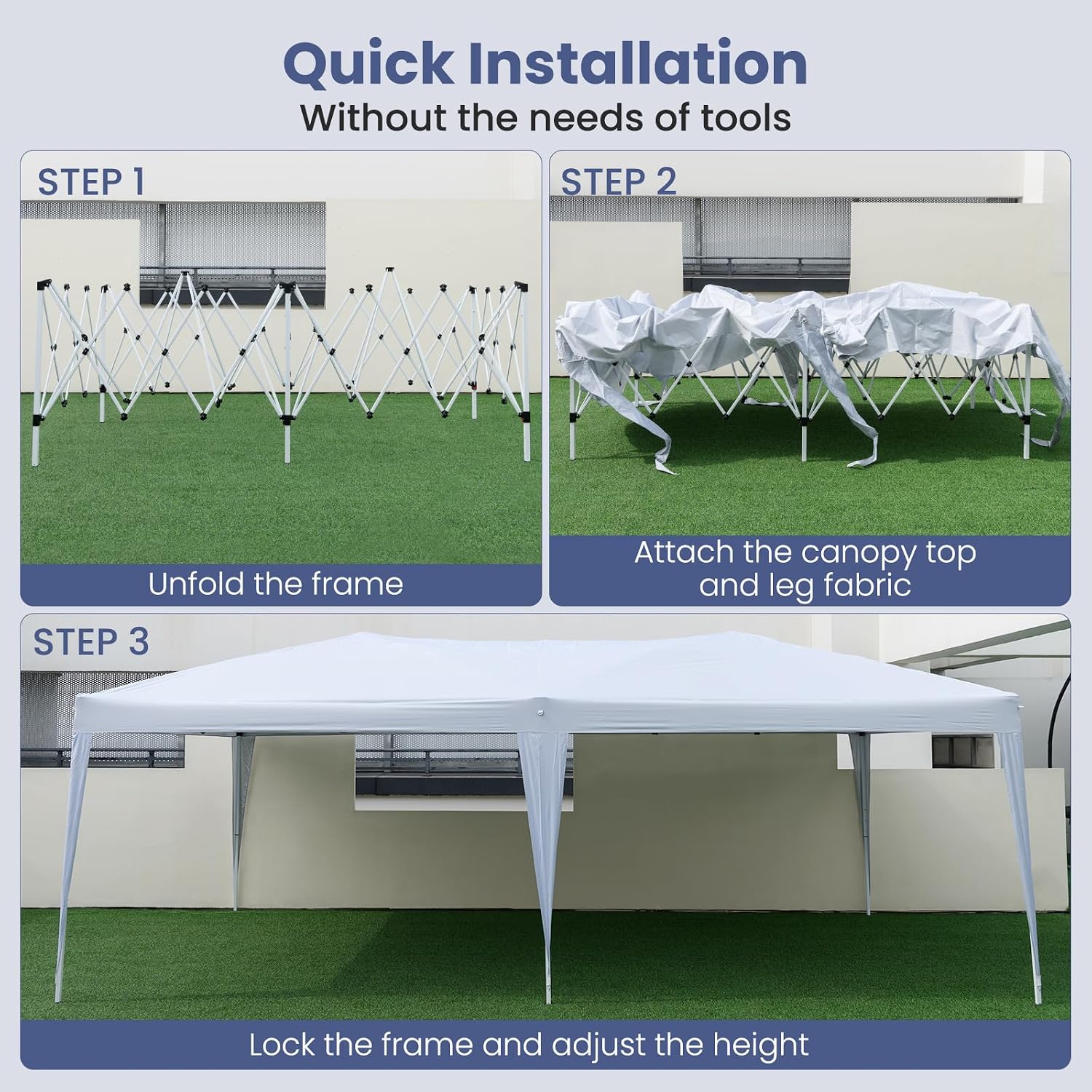 Tangkula 10 x 20 FT Pop Up Canopy, Easy Setup Outdoor Tent Shelter with Carry Bag, 6 Ropes, 12 Stakes, Portable Canopy Tent for Party BBQ Event Wedding