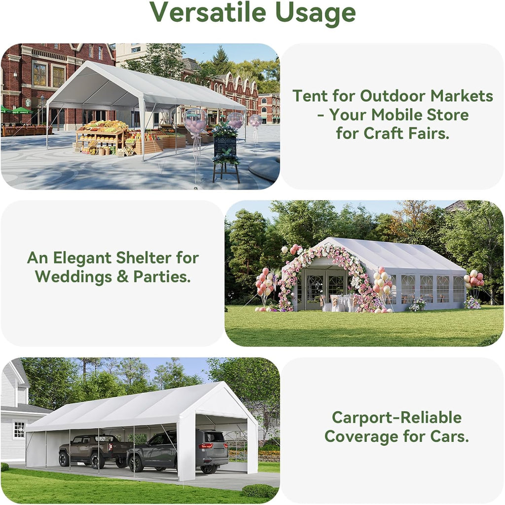 Aoxun 16x32 Party Tent Canopy for Weddings Waterproof Event Tent with Removable Sidewalls &Roll-up Door, Heavy-Duty Steel Frame for Outdoor Weddings, BBQ, Birthday Parties, & Camping,White