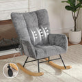 Rocking Chair with Airbag, Comfy Modern Reading & Nursing Nursery Rocking Chair Indoor, Cozy Upholstered Glider Rocker Chairs for Living Room Bedroom Offices, (Chenille, Dark Grey)