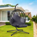 Hanging Egg Chair with Stand and Leg Rest Outdoor Indoor Swing Rattan Wicker with UV Resistant Cushions Gift for Kid Mom Girlfriend use for Bedroom Patio Balcony Nest Chair
