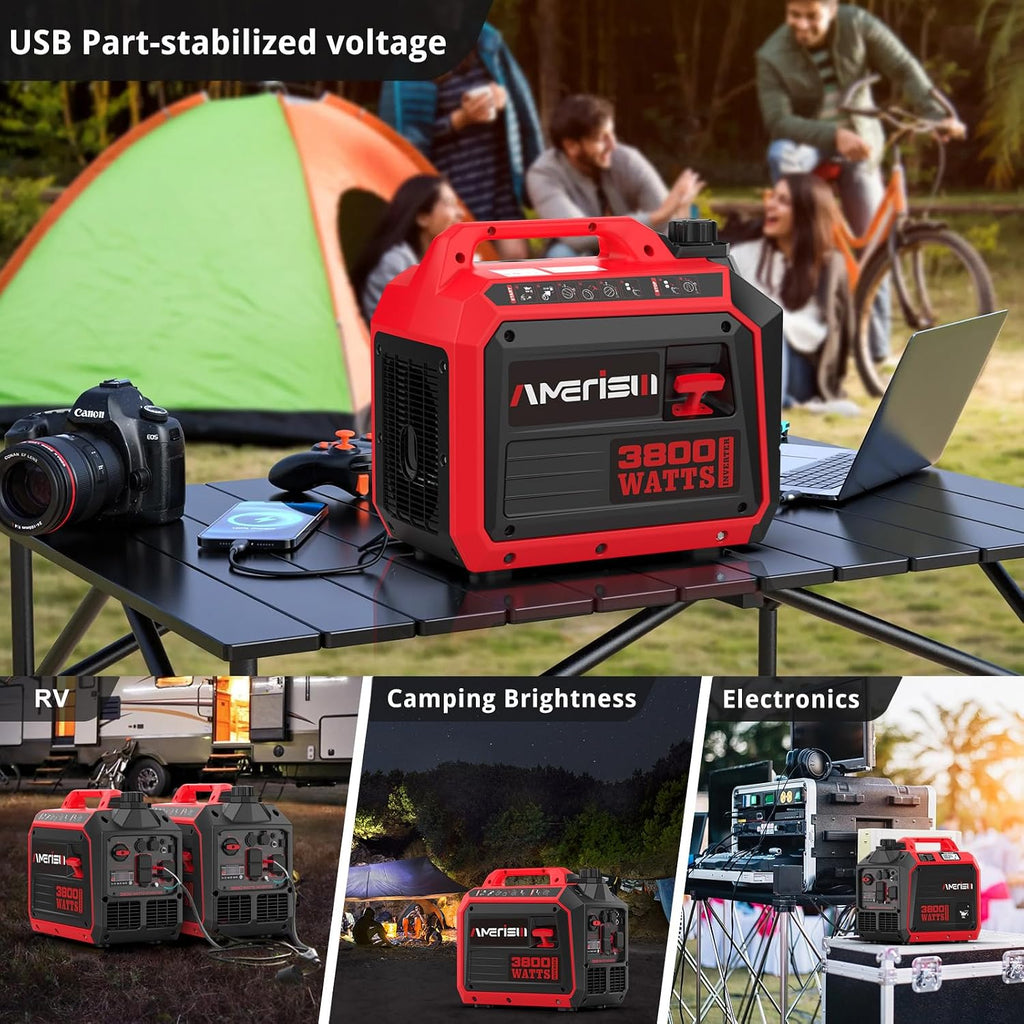 AMERISUN 3800W Inverter Generator, Gas Generator for Home Use Camping RV, EPA Compliant