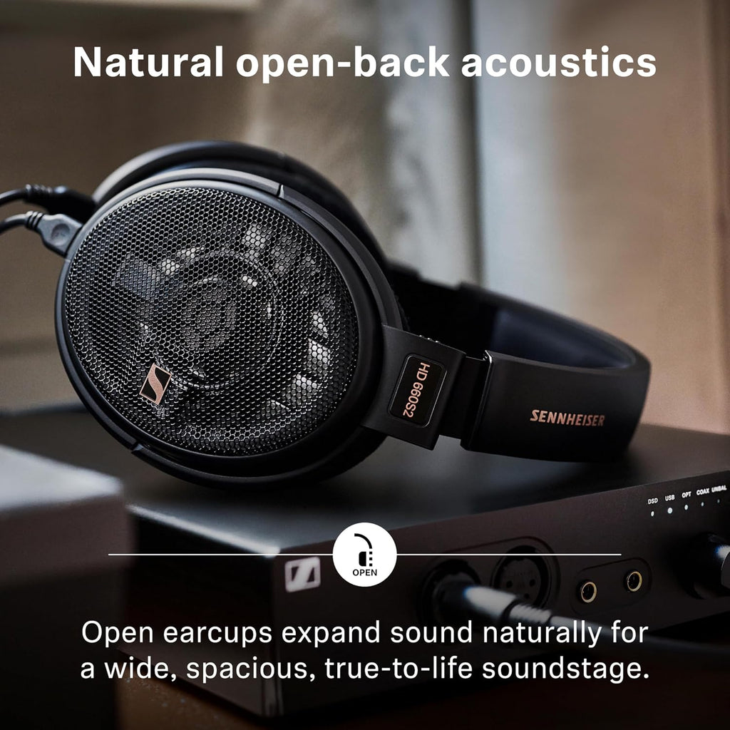 Sennheiser HD 660S2 - Audiophile Open-Back Over Ear Headphones with Deep Bass Extension and Refined Acoustic Performance, Over-Ear Headphones for PC, Music, Gaming, Podcasts, Premium Black