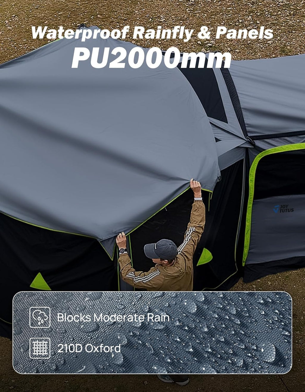 JOYTUTUS Dual-Use Pop up SUV Tents for Camping, 10x10.5 Ft Big Space 2 Rooms Car Tent, SUV Tailgate Tent for Family Camping, 5 Sides Canopy, Portable Carry Bag