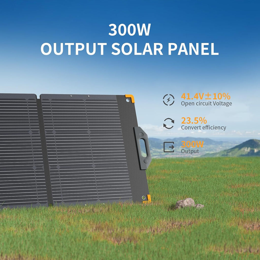 PECRON 300 Watt Solar Panel, Portable Solar Panel for Power Station, High Efficiency Panel Foldable, IP67 Waterproof Power Supply for Camping, RV, Outdoor, Off Grid System