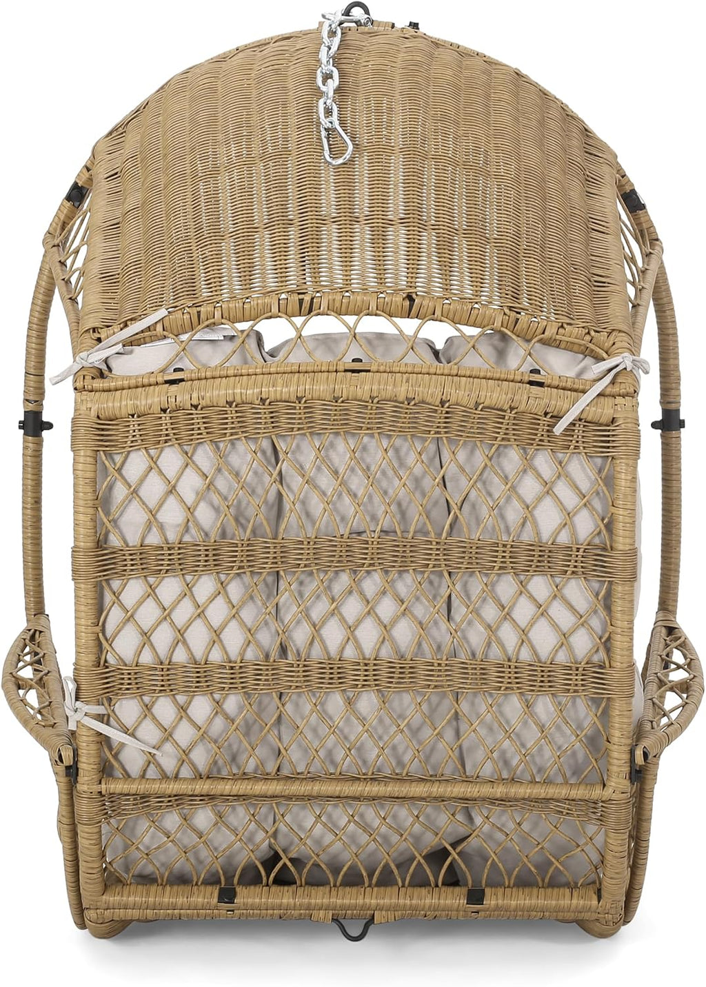 Christopher Knight Home Amanda Wicker Hanging Chair with Stand, Light Brown, Brown, Beige