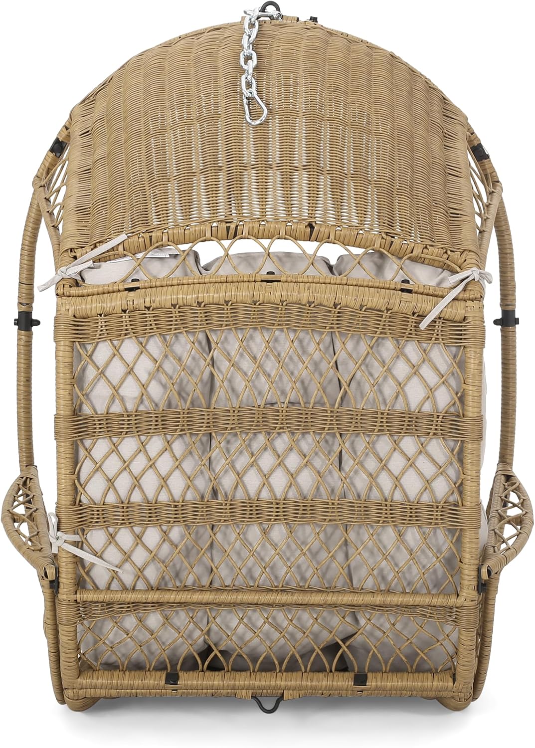 Christopher Knight Home Amanda Wicker Hanging Chair with Stand, Light Brown, Brown, Beige