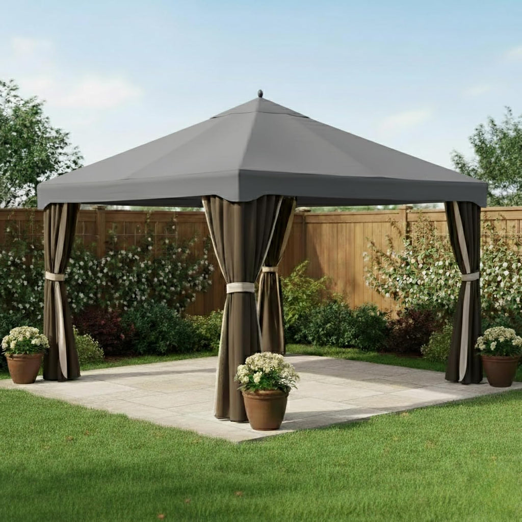 Garden Winds Reinforced RipLock 350 Replacement Canopy Top Cover Compatible with Garden Treasures 10' x 12' Gazebo Models S-1210GZ, S-1210GZN - Slate Gray