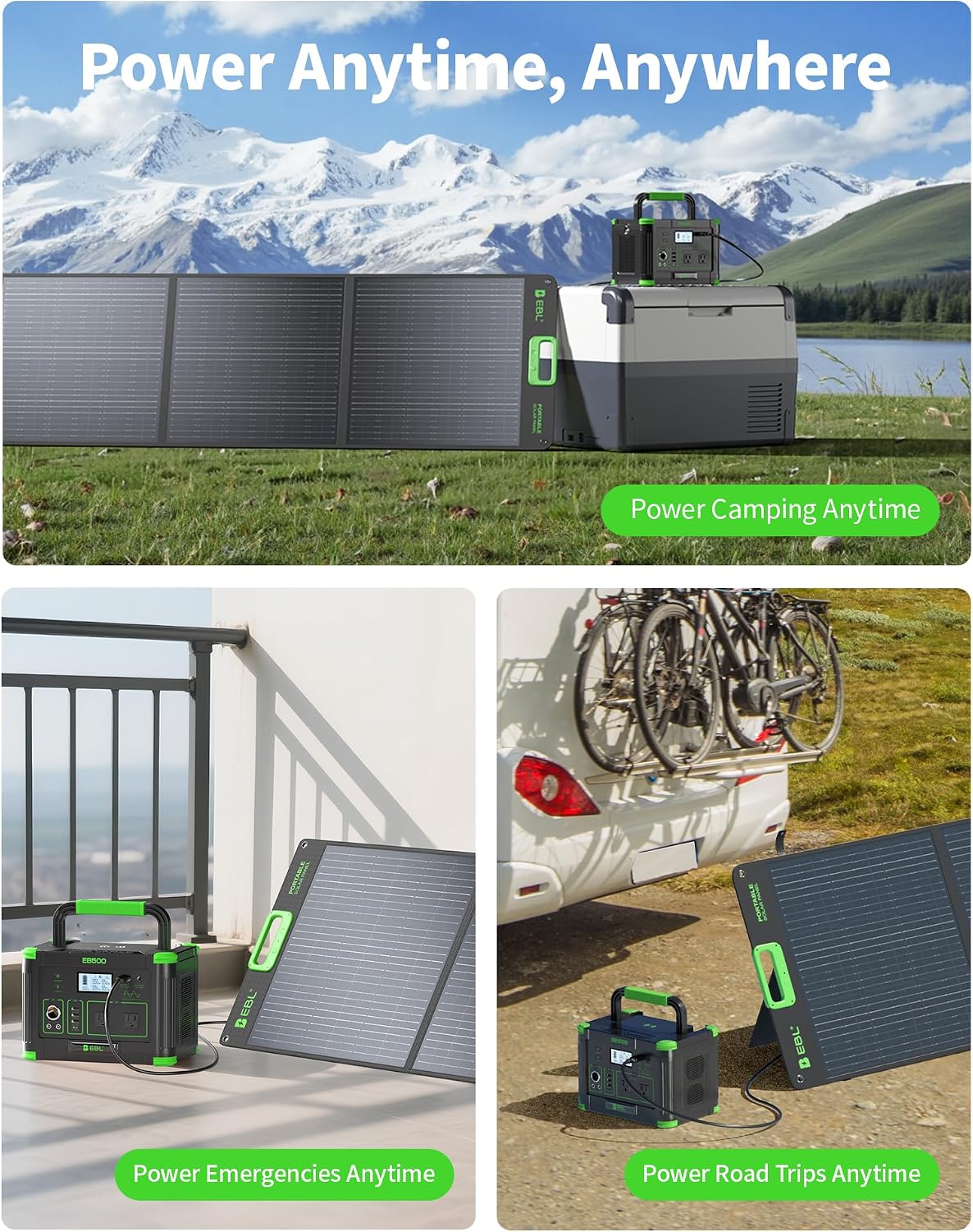 EBL 200W Portable Solar Panel, Foldable IP65 Waterproof 200 Watt Solar Panel with MC-4 Anderson Output Connector, w/ 4 Kickstands for RV, Camping, Blackout