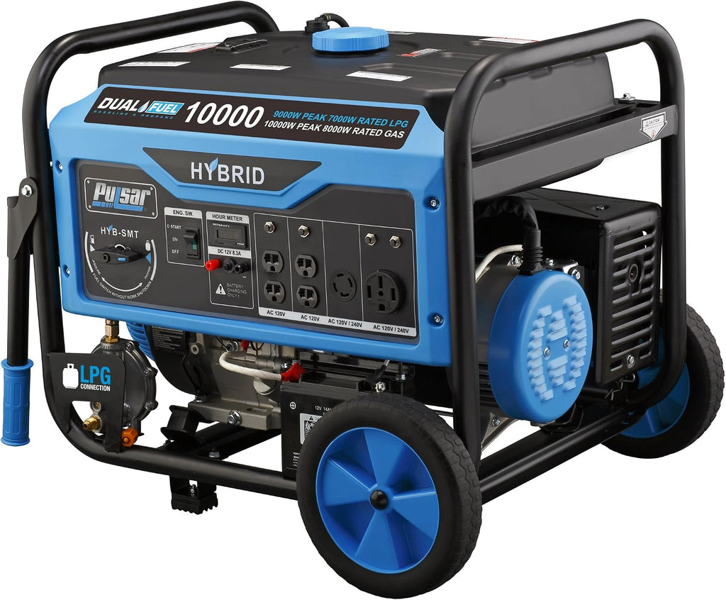 Pulsar 10, 000W Dual Fuel Portable Generator with Switch & Go Technology & Electric Start, PG10000B16 Non-Carb Approved