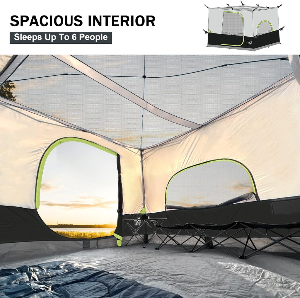 KAMPKEEPER Camping Inner Tent for Pop Up Canopy, Converts 10'x10' Straight Leg Canopy into Camping Tent–Fully Vented Roof(Top & Frame NOT Included) (Black, Classic)