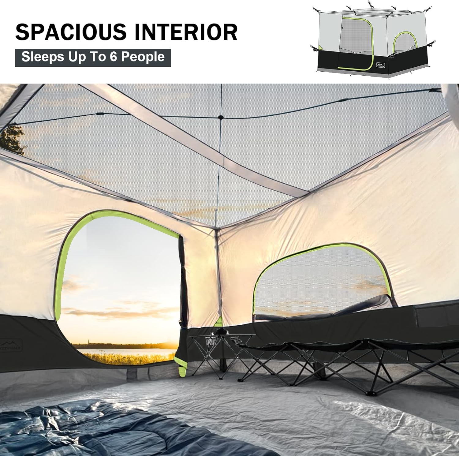 KAMPKEEPER Camping Inner Tent for Pop Up Canopy, Converts 10'x10' Straight Leg Canopy into Camping Tent–Fully Vented Roof(Top & Frame NOT Included) (Black, Classic)
