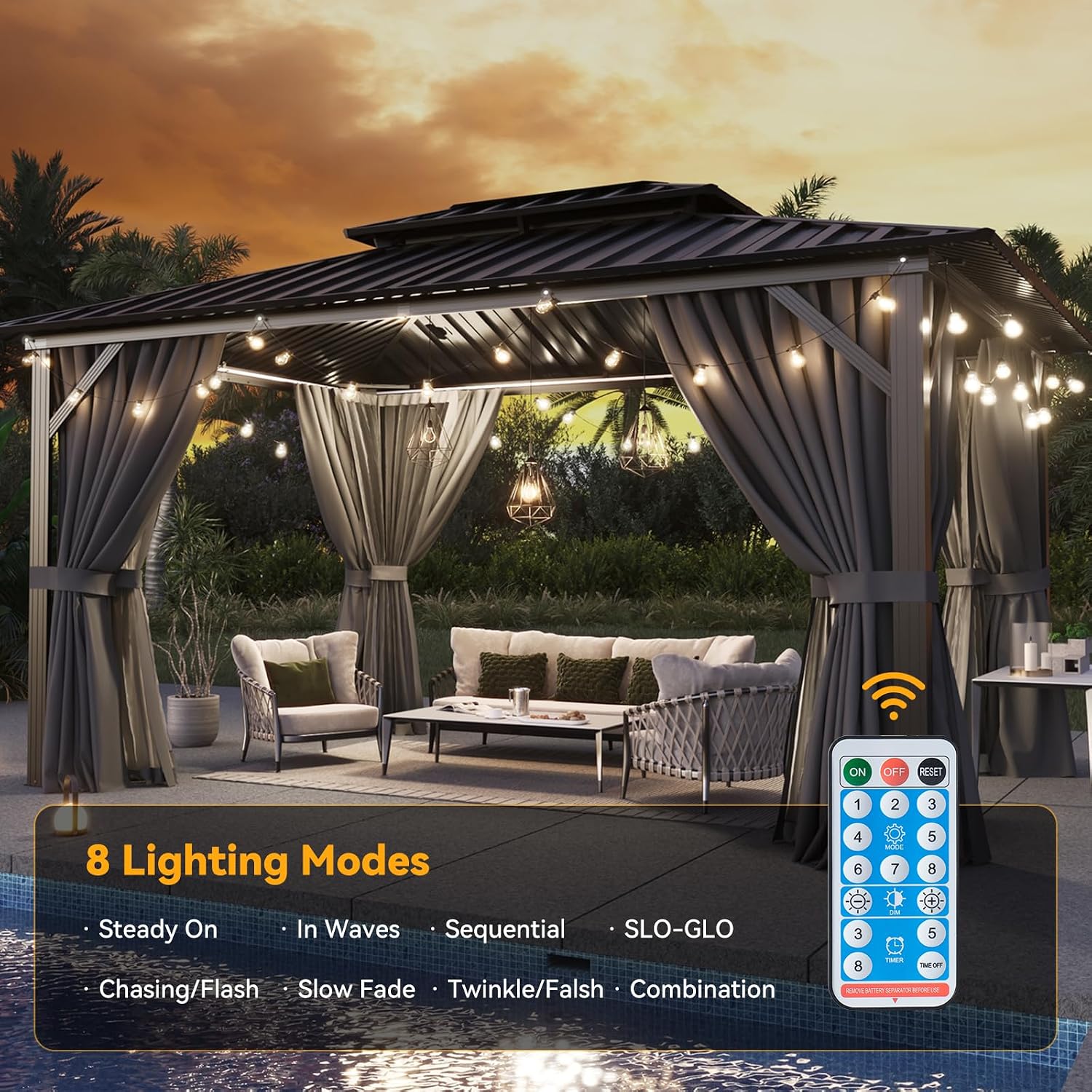 Aoxun 72FT LED Outdoor String Lights with 26 Edison Shatterproof Bulbs(2 Spare), Waterproof Hanging Lights for Gazebo, Porch, Deck, Garden, Backyard