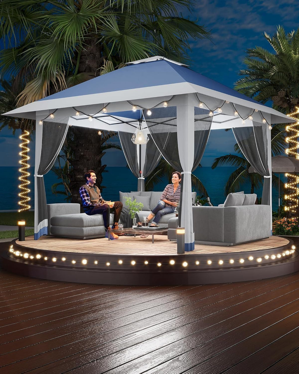 Pop Up Gazebo with Mosquito Netting - 13x13ft Canopy with Mosquito Net,Portable Instant & UV-Resistant Waterproof Gazebo Canopy for Backyard, Garden, Camping (Adjustable Height)