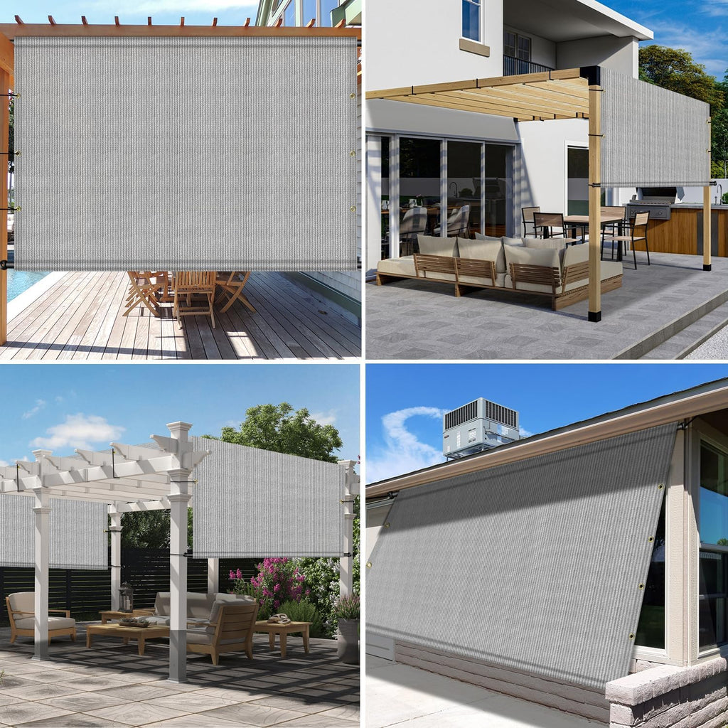 10' x 7' Universal Pergola Shade Cover Replacement Canopy with Grommets Weighted Rods Permeable for Outdoor Patio Porch Backyard Gazebo Light Gray