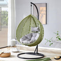 Egg Chair Indoor Outdoor, Hanging Chair for Bedroom, Swing Hammock with Stand & Cushions, Comfy Swinging Adult Reading Chair for Patio Balcony Backyard, Heavy Duty 350LBS, Green