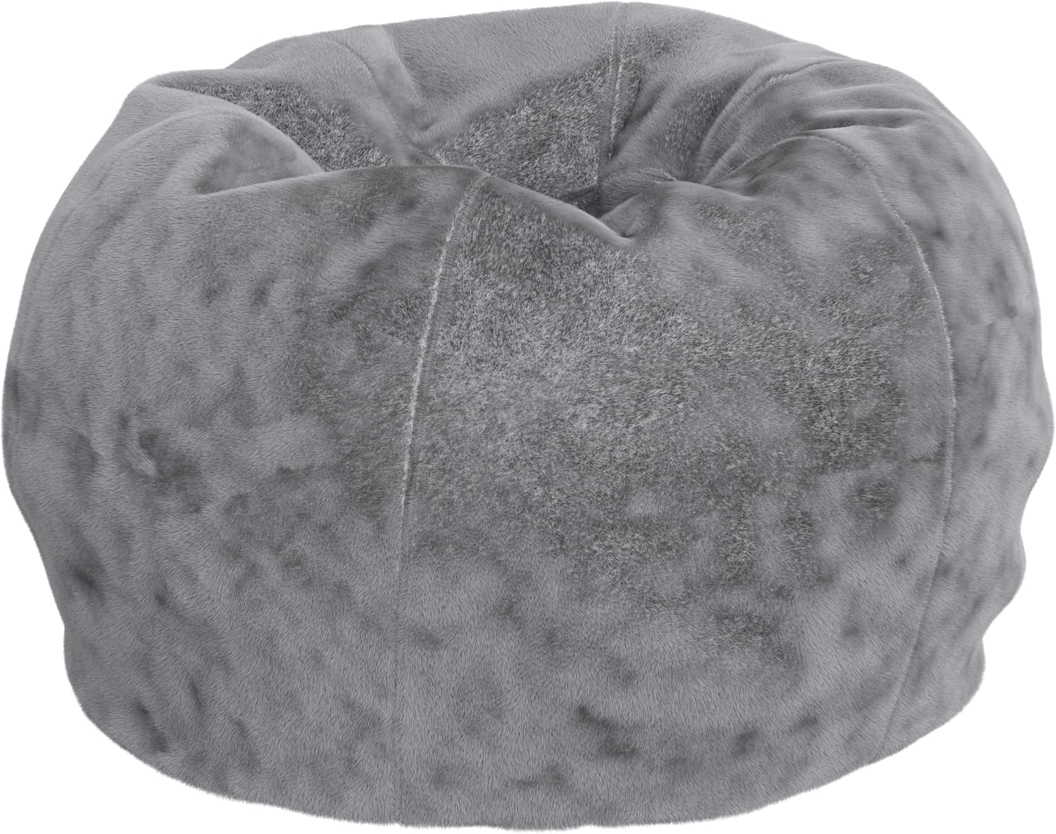 EMMA + OLIVER Daisy Small Gray Furry Bean Bag Chair for Kids and Teens