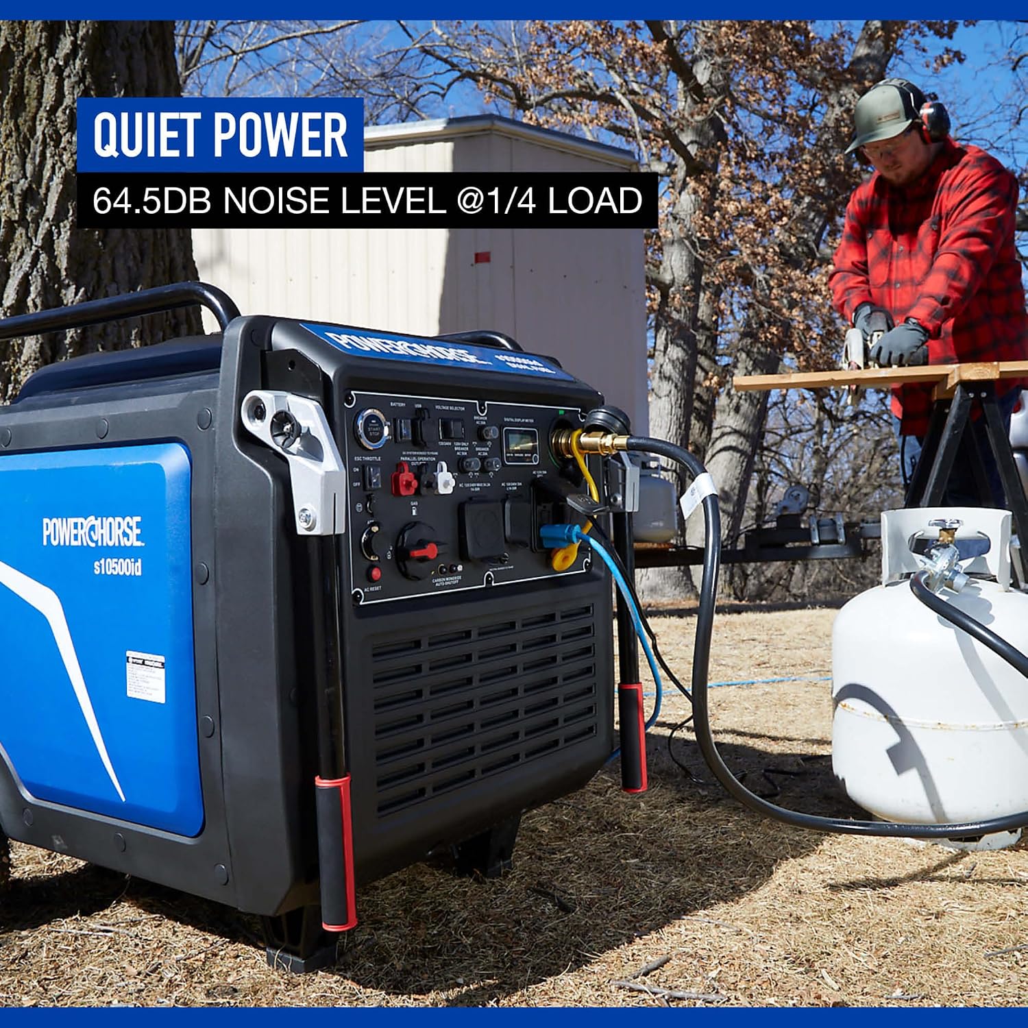 Powerhorse Inverter Generator, 10,500 Surge Watts, 8300 Rated Watts, 120/240V, Dual Fuel, CO Shutdown, Quiet Run 62dB