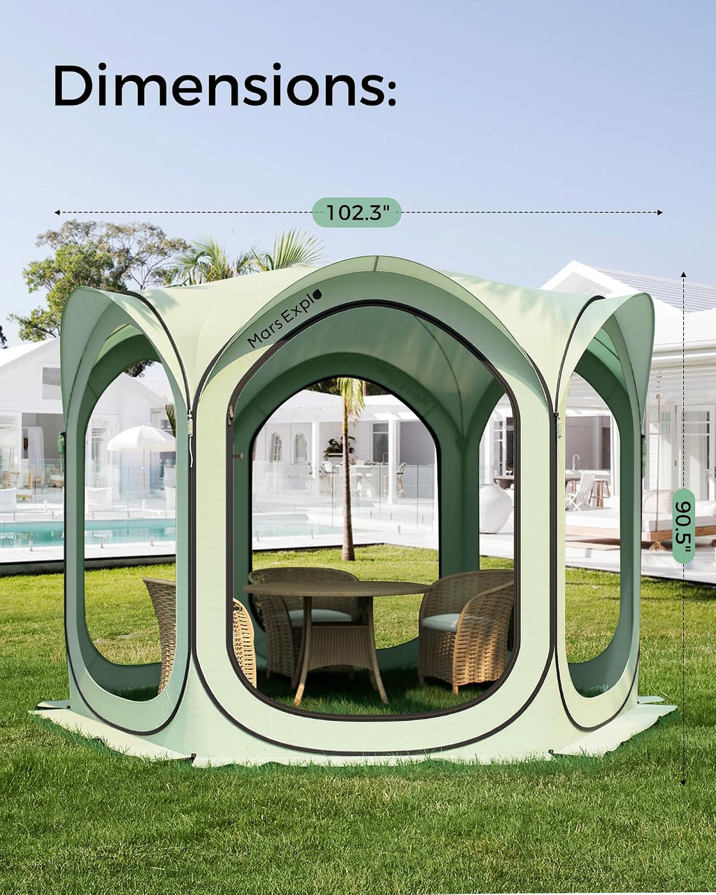 Pop-Up Screen Tent 10x10 FT, Outdoor Screen House with Mesh Walls – Instant Tent Shelter for Camping, Patio, Beach, Sports – Rainproof, Windproof, Sunshade - Green