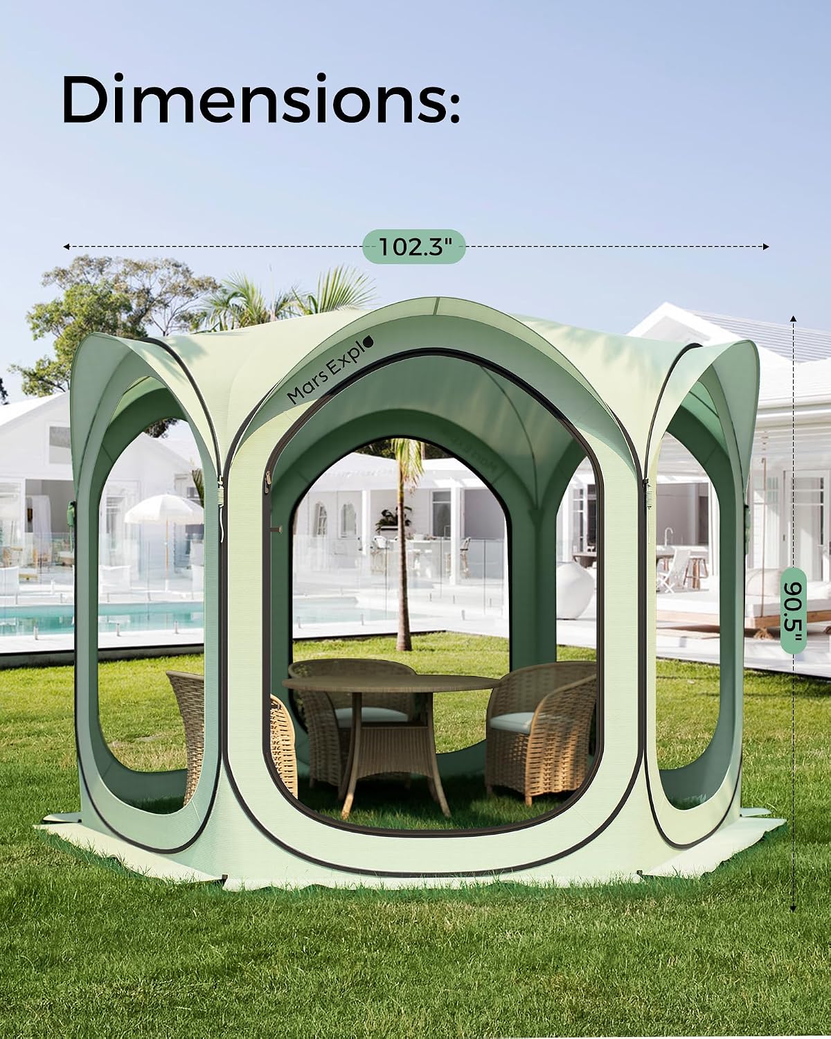 Pop-Up Screen Tent 10x10 FT, Outdoor Screen House with Mesh Walls – Instant Tent Shelter for Camping, Patio, Beach, Sports – Rainproof, Windproof, Sunshade - Green