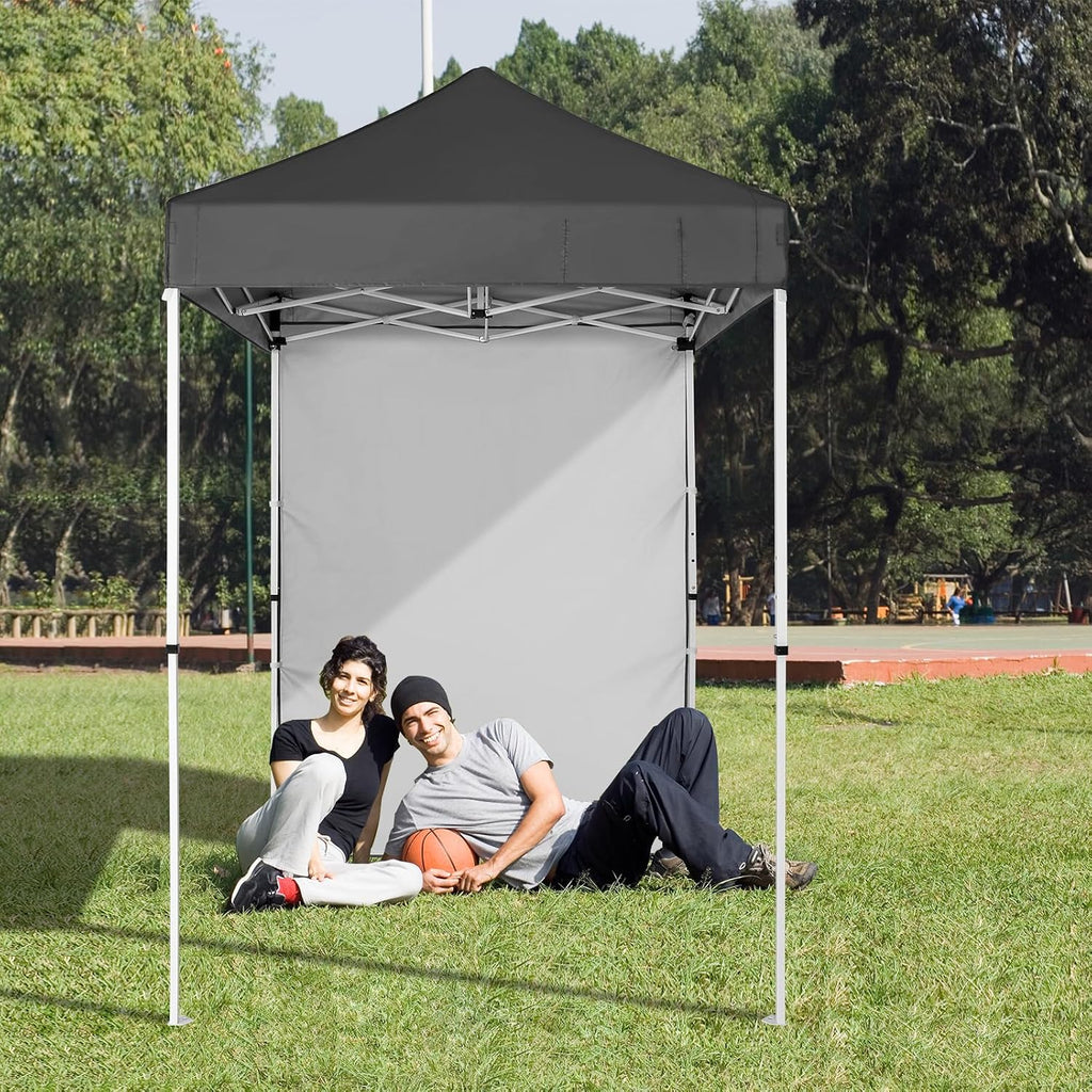 EAGLE PEAK Pop up Canopy 5x5, Outdoor Portable Canopy Tent with One Removable Sunwall, Carry Bag Included, Gray