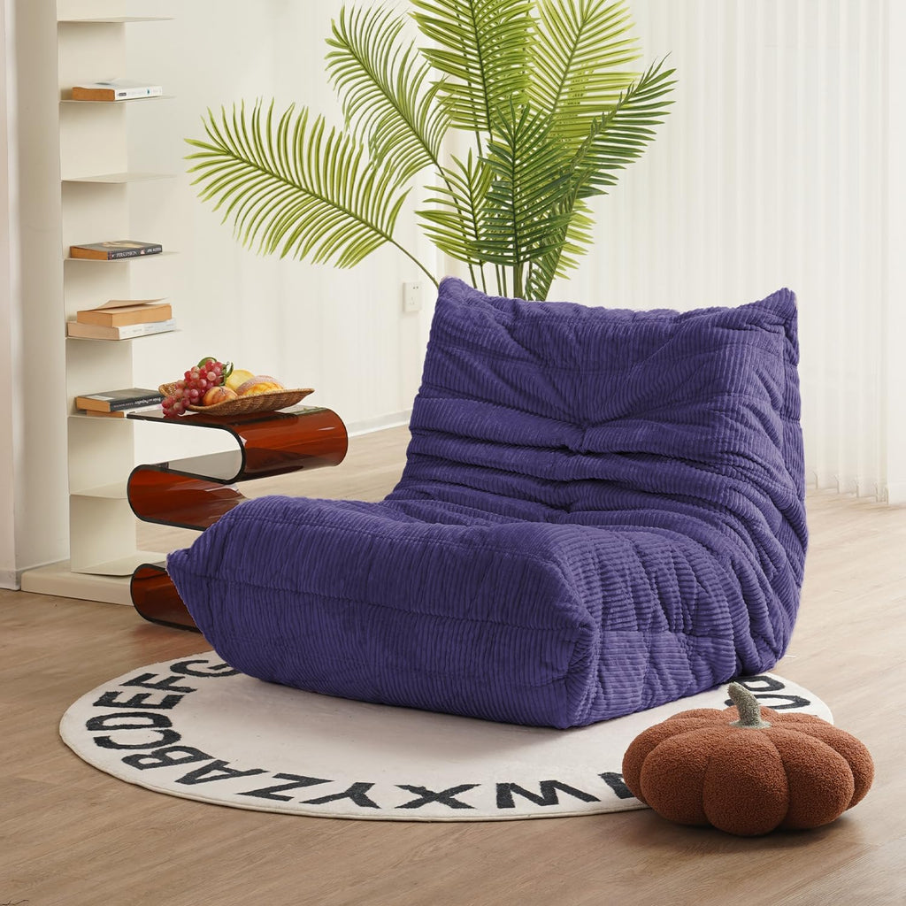 N&V Fireside Chair, Mid Century Armless Floor Sofa, Soft Premium Corduroy Floor Lounge Chair, Foam Sofa for Living Room Bedroom and Office (Future Dusk)