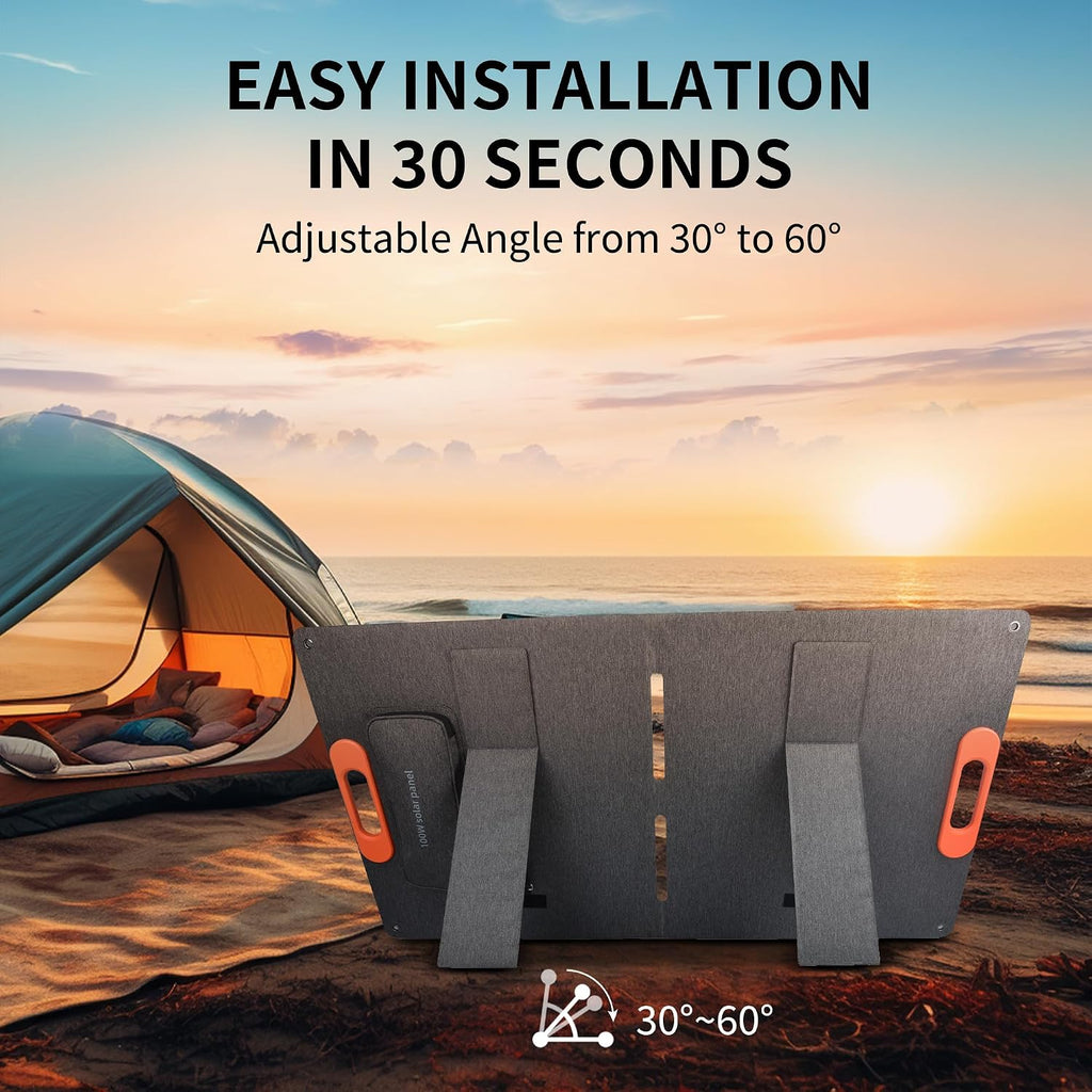 100W Portable Solar Panel for Power Station Generator,100 Watt Foldable Solar Panel Charger with MC4 Output,3-in-1 DC Connector,23.5% High Efficiency for Outdoor Camping RV Travel(100W)