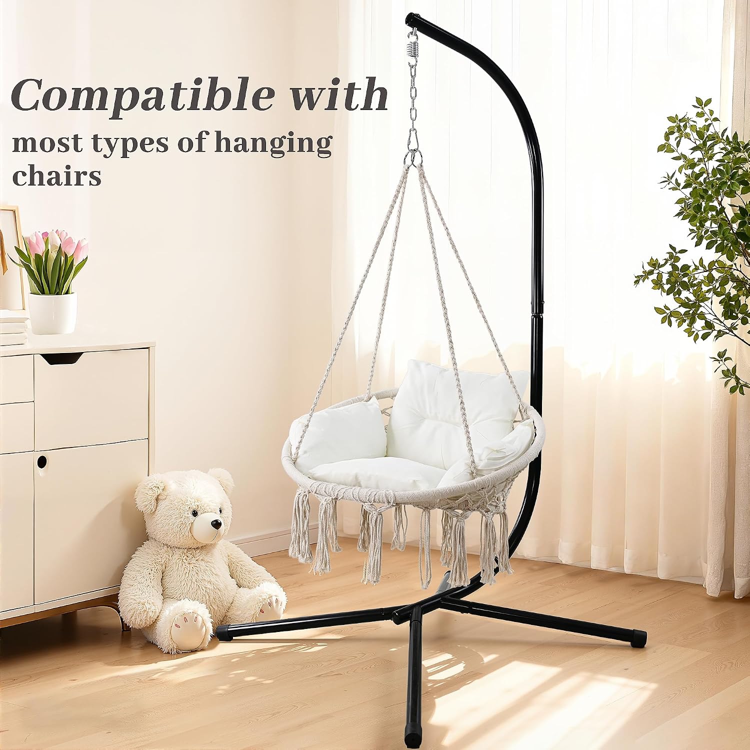 Hammock Stand Heavy Duty Steel - Outdoor Indoor Universal Haning Stand Only for Hammock Chairs, Sensory Swings & Egg Chairs,Supports Up to 350 lbs