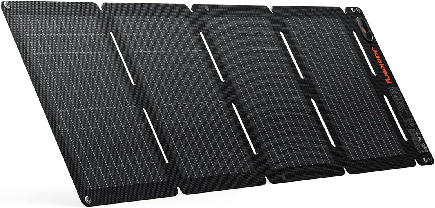 Jackery SolarSaga 40W Air Solar Panel, 23% Conversion Efficiency, Book-Sized PERC Bifacial Panels, IP65 Waterproof, Foldable Solar Charger for Rooftops, RVing, Off-Grid Solar Panel Kits, PV Charging