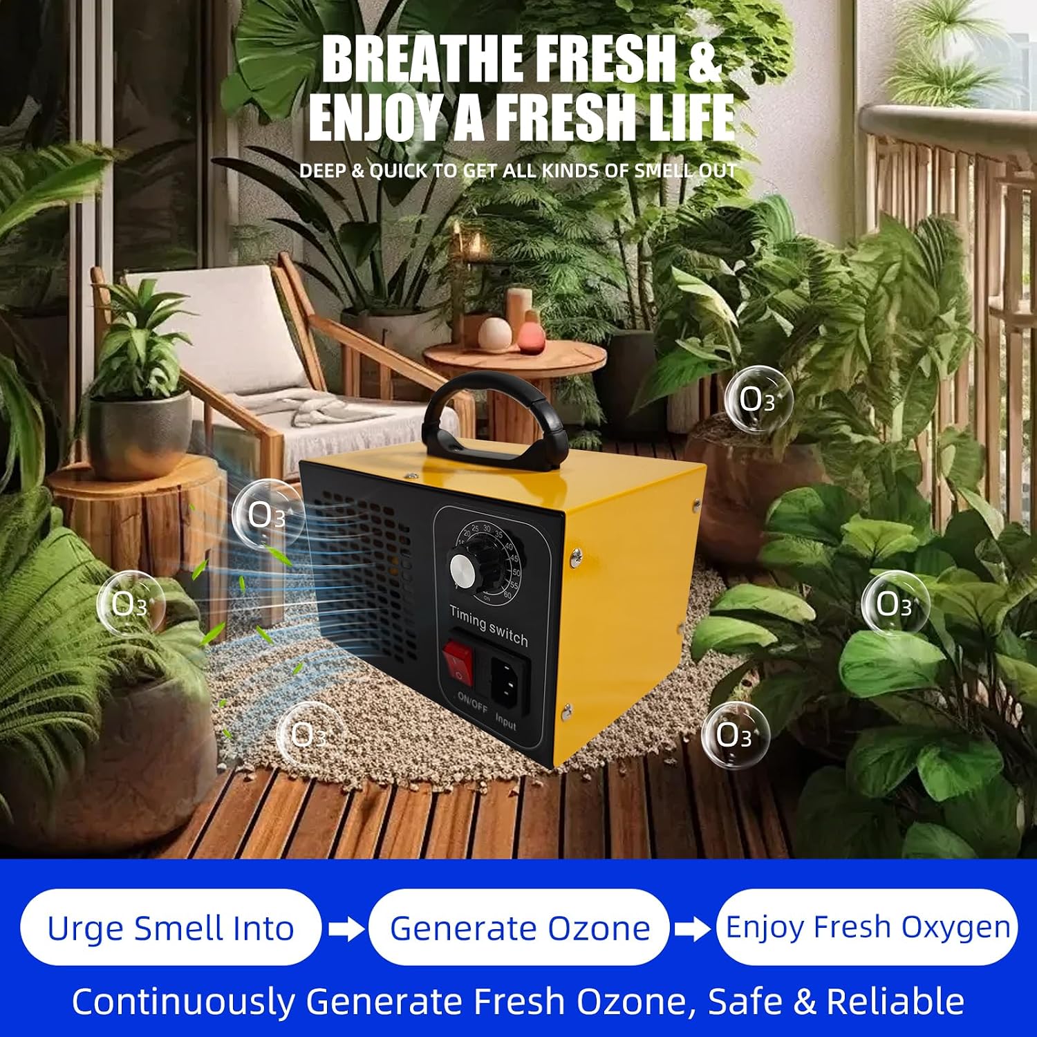Ozone Generator, O3 Air Purifiers Odor Eliminator, High Capacity Ozone Machine, Ionizer Air Purifier Ozone for Home, Commercial, Industrial (Black,20000mg/h)