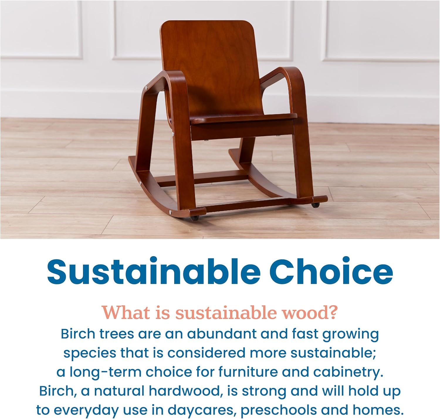 ECR4Kids Bentwood Reading Rocking Chair with Armrests and Cushion, Montessori Furniture, Dark Walnut