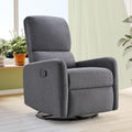 Jocisland Swivel Rocker Recliner Chair for Adults, Nursery Rocking Reclining with High Back, Small Glider for Small Spaces/Living Room/Bedroom/Nursing, Gray Linen (No Side Pockets)
