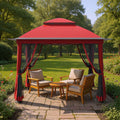 Pop Up Gazebo 11x11, Outdoor Instant Canopy Shelter Tent with Mosquito Netting Metal Frame Storage Bag for Patio Garden Backyard.(Red)