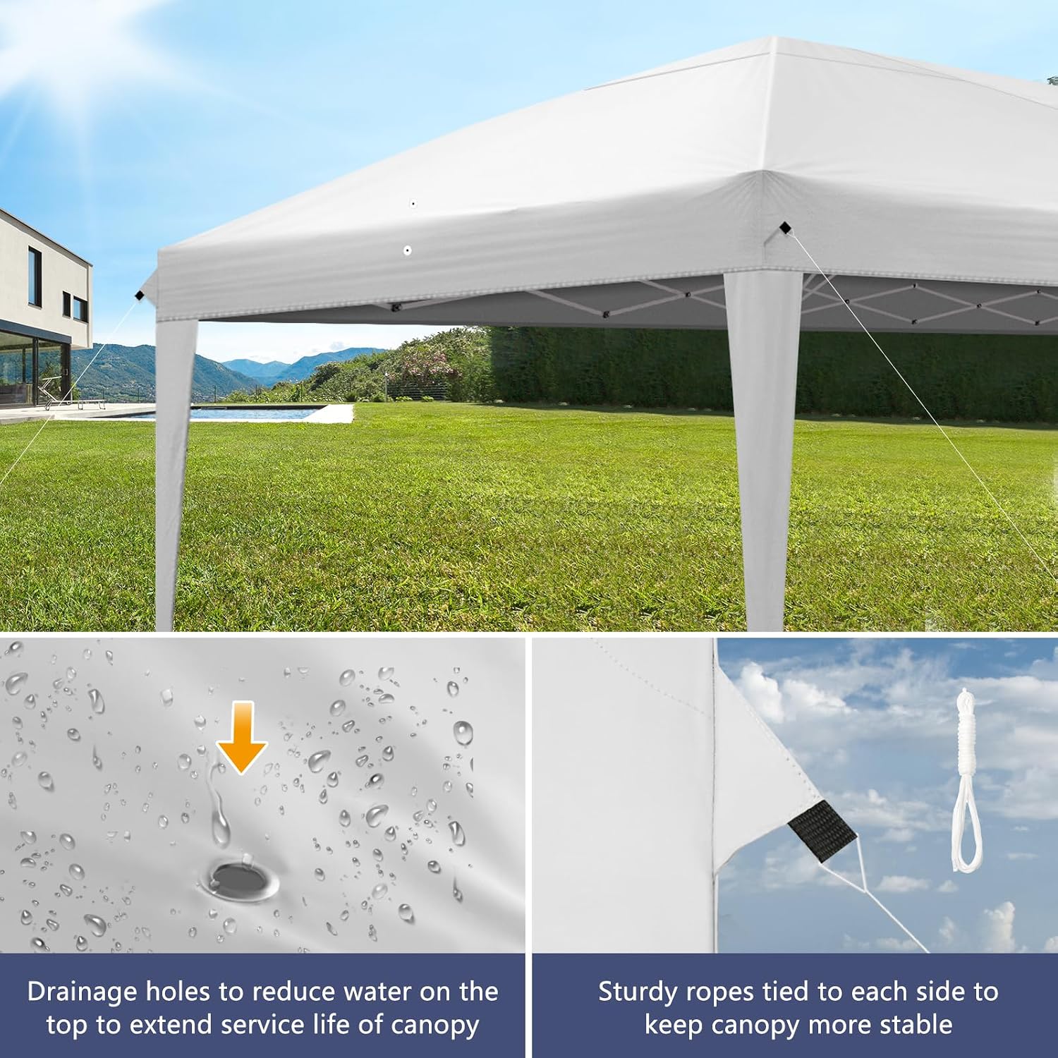 Outvita 10x20ft Pop Up Canopy Tent, Outdoor Instant Shelter Folding Canopy with 4 Side Walls and Carry Bag for Commercial Events, Party, Backyard BBQ, Camping White