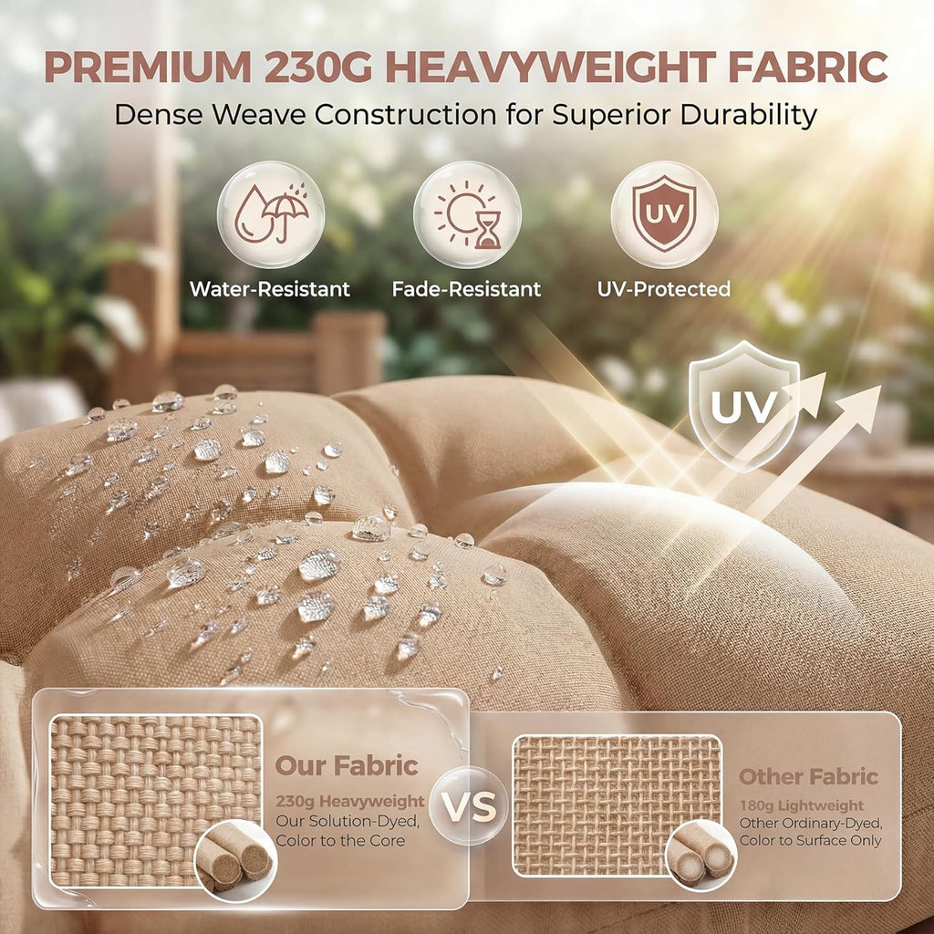 BULEXYARD Outdoor Papasan Rocking Chair with Cushion and Frame, Oversized Large Patio Lounge Chairs, Rattan Comfy Egg Recliner Chair, 450 Lbs Capacity Glider Rocker for Outside Bedroom Garden Brown