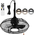 OFANTOP 20' Plug in Ceiling Fan for Outdoor Gazebo, Wet Rated Patio Fan with Remote & Dimmable LED Light, 6 Speeds Hanging Fan for Pergola Porch, Black