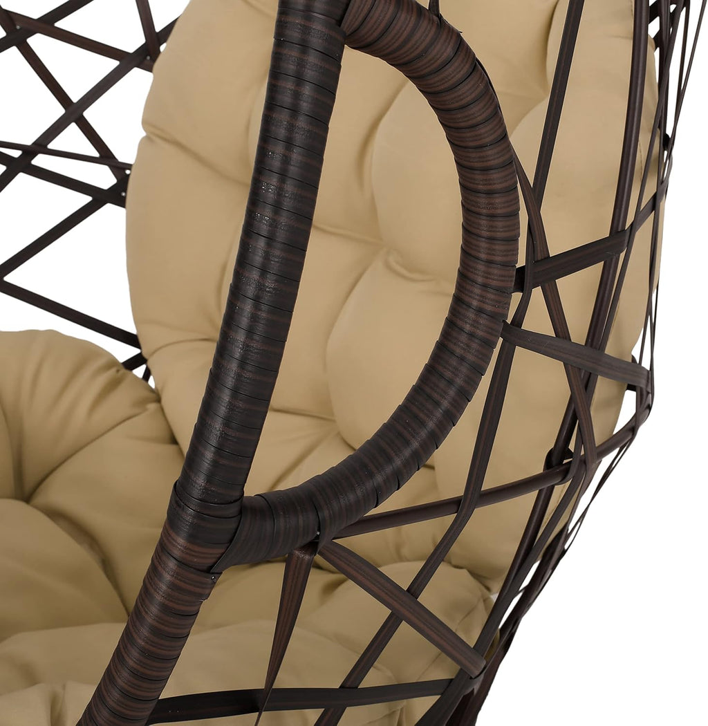 Christopher Knight Home Isaiah Indoor/Outdoor Wicker Tear Drop Hanging Chair (Stand Not Included), Multi-Brown and Tan