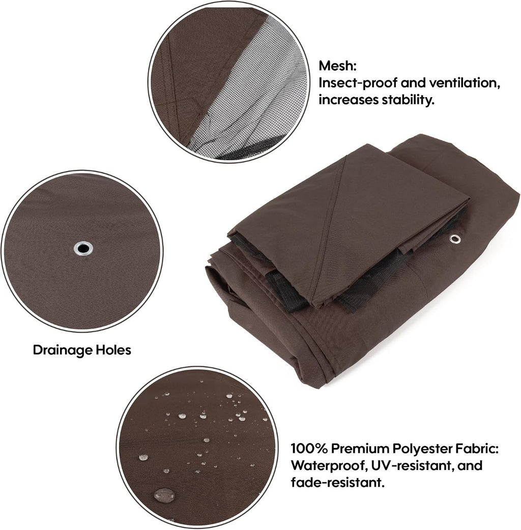 10x13 Ft Outdoor Patio Gazebo Replacement Canopy, Double Tiered Roof Top Cover, UV Protection & Waterproof Fabric, Fits 10x13 Gazebo Frame, Brown(Frame Not Included)