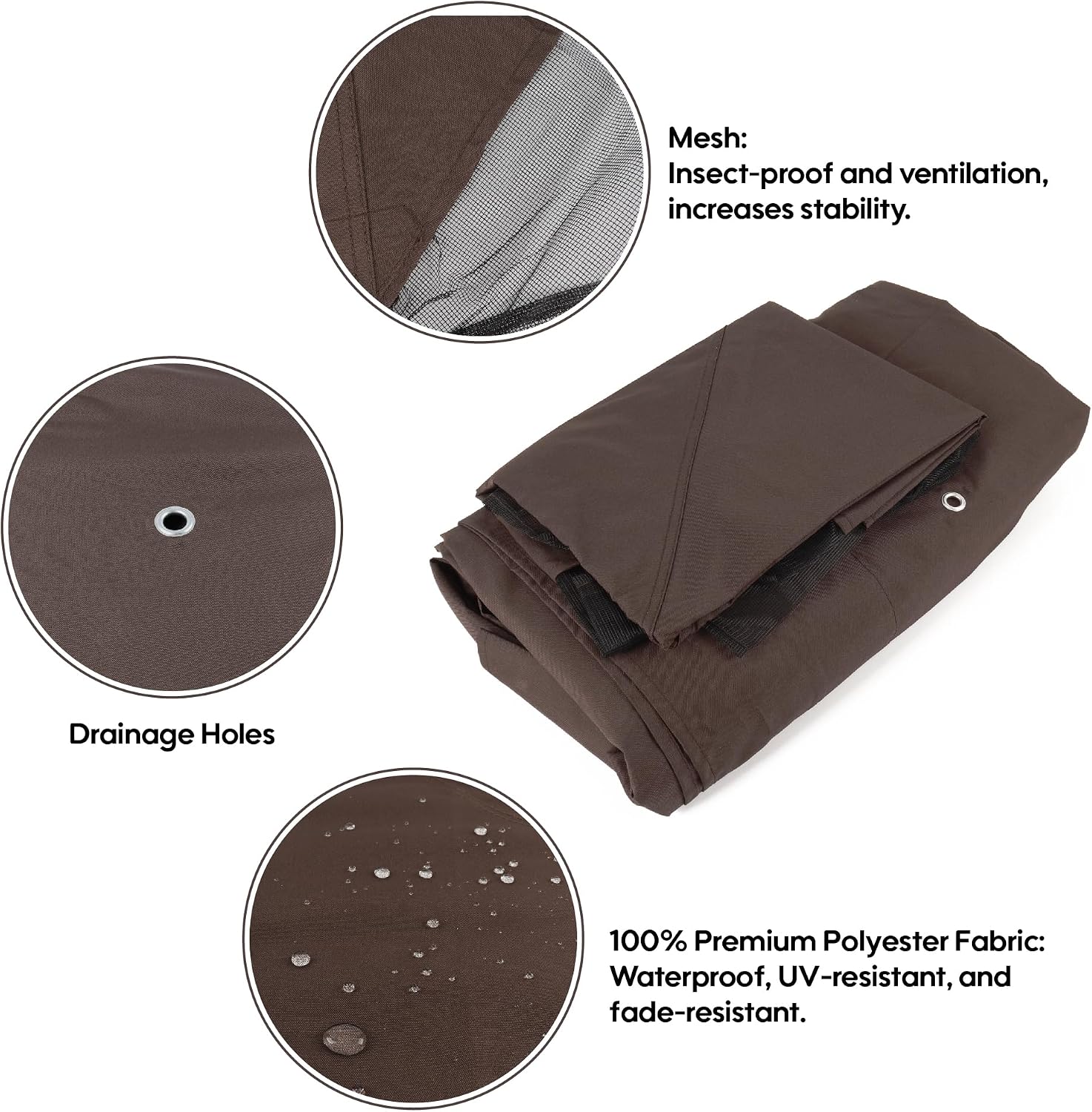 10x13 Ft Outdoor Patio Gazebo Replacement Canopy, Double Tiered Roof Top Cover, UV Protection & Waterproof Fabric, Fits 10x13 Gazebo Frame, Brown(Frame Not Included)