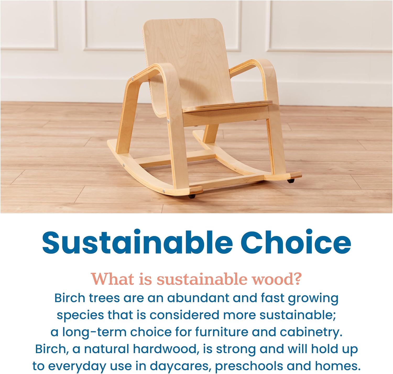 ECR4Kids Bentwood Reading Rocking Chair with Armrests and Cushion, Montessori Furniture, Natural