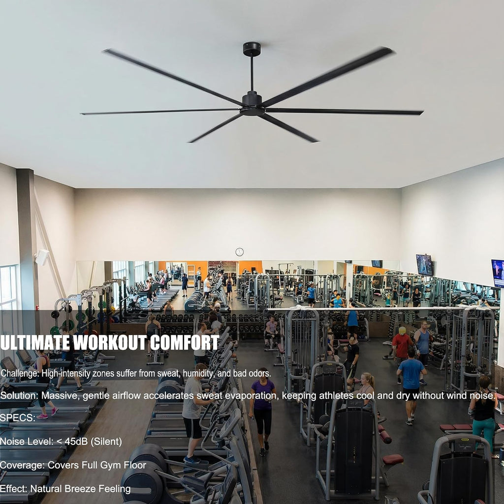 144 Inch (12 ft) Big Industrial Fan, HVLS Large Commercial Ceiling Fan, Ultimate Power 130W DC Motor, 10-Year Warranty, 6 Aluminum Blades for Hangar, Workshop, Cattle Farm & Mall